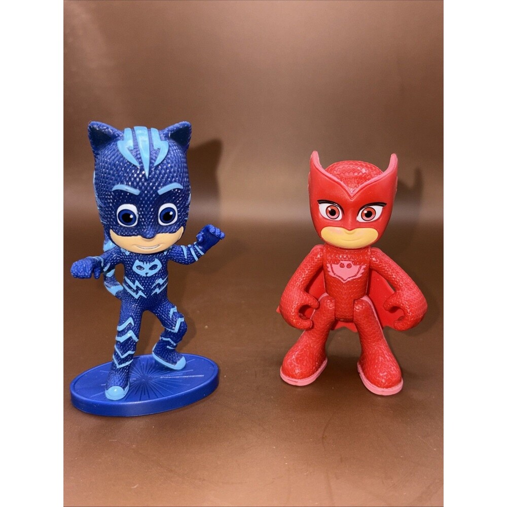PJ Masks 3" Action Figure Lot Catboy with Base & Owlette Just Play Disney Junior